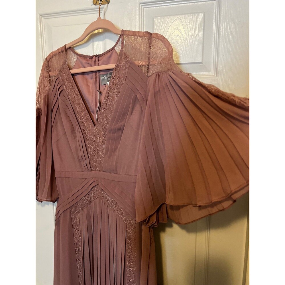 Asos Dress Womens Sz 6 UK 10 Pink Blush Dusty Rose Lace Lined TALL - Picture 10 of 16